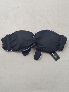 Tavik Black Bandeau Bikini Top with White Trim